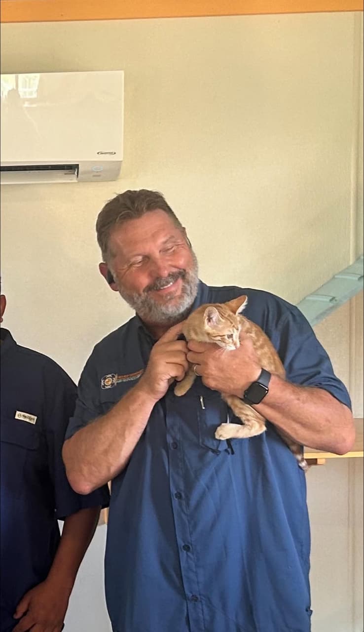 Steve, owner of Higher Standard Air Services, with a Special Pals animal